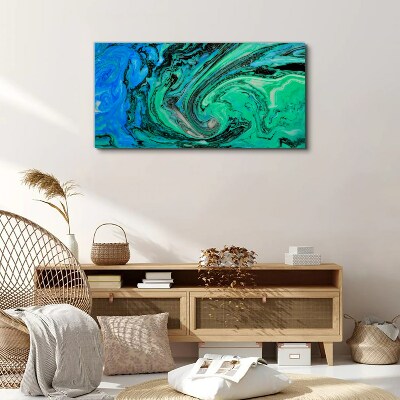 Swirling shades of blue and green Print on canvas