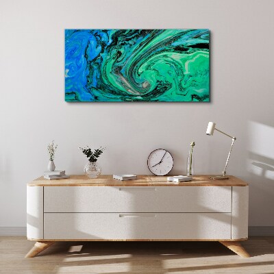 Swirling shades of blue and green Print on canvas