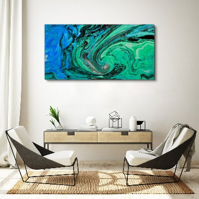 Swirling shades of blue and green Print on canvas