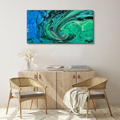Swirling shades of blue and green Print on canvas