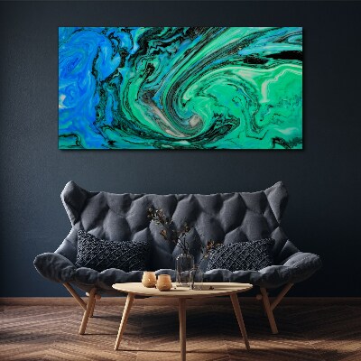Swirling shades of blue and green Print on canvas
