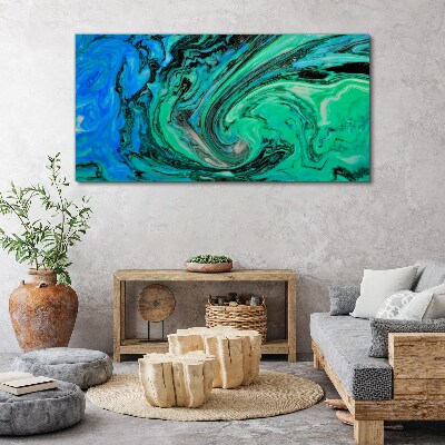 Swirling shades of blue and green Print on canvas