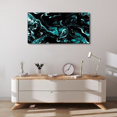 Green and black abstract swirls Print on canvas