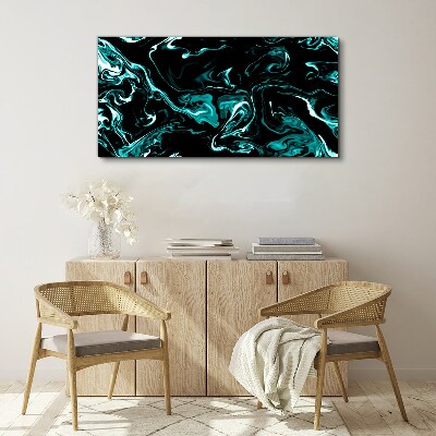 Green and black abstract swirls Print on canvas