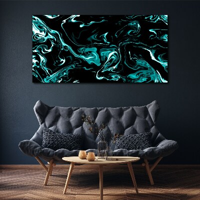 Green and black abstract swirls Print on canvas