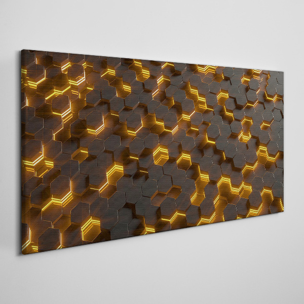 Golden hexagons in motion Canvas wall art
