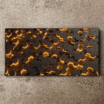 Golden hexagons in motion Canvas wall art