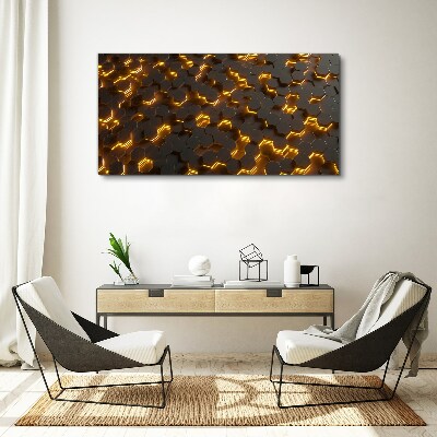 Golden hexagons in motion Canvas wall art