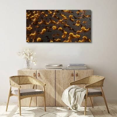 Golden hexagons in motion Canvas wall art