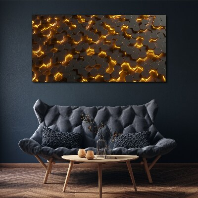 Golden hexagons in motion Canvas wall art