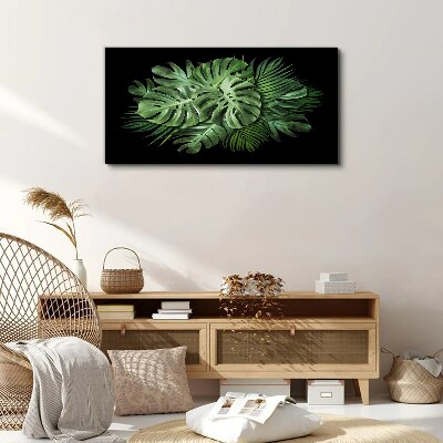 Tropical green on black background Print on canvas