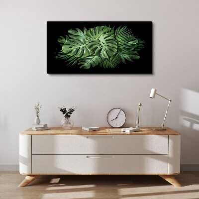 Tropical green on black background Print on canvas