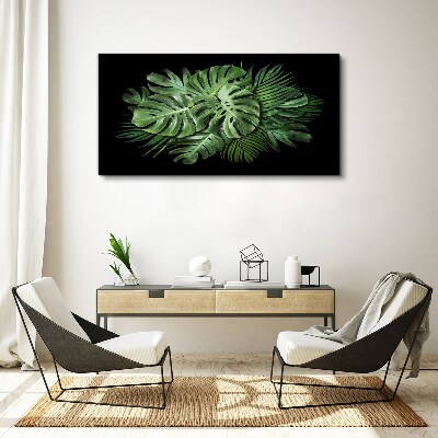 Tropical green on black background Print on canvas