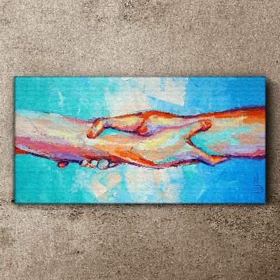Uniting hands in color Canvas wall art