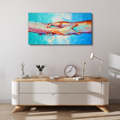 Uniting hands in color Canvas wall art