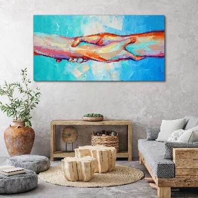 Uniting hands in color Canvas wall art