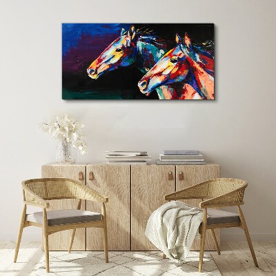 Colorful horses in motion Print on canvas