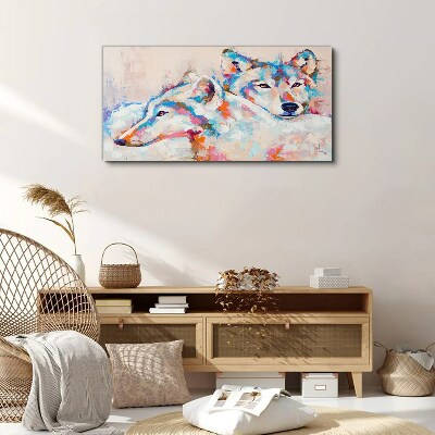 Colorful wolves in pastel tones Canvas wall art
