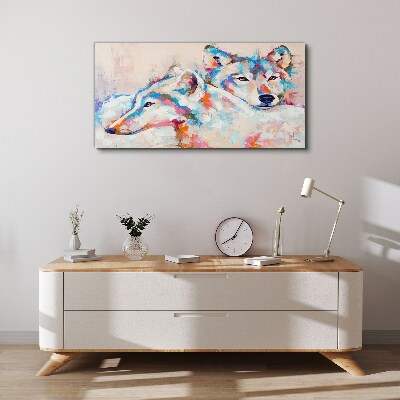 Colorful wolves in pastel tones Canvas wall art