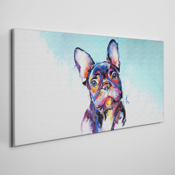 Colorful portrait of a French bulldog Print on canvas