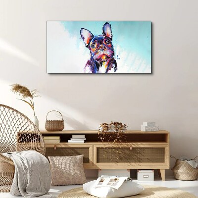 Colorful portrait of a French bulldog Print on canvas