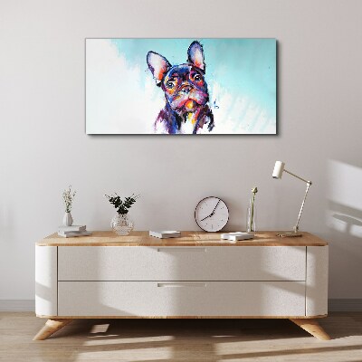 Colorful portrait of a French bulldog Print on canvas
