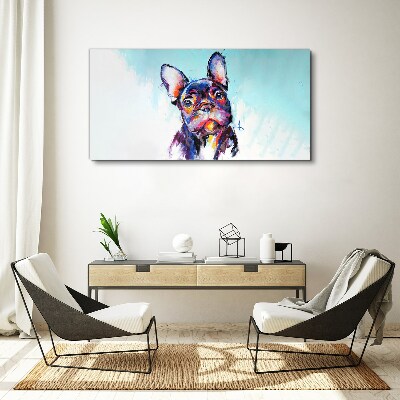 Colorful portrait of a French bulldog Print on canvas