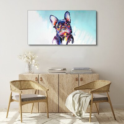 Colorful portrait of a French bulldog Print on canvas