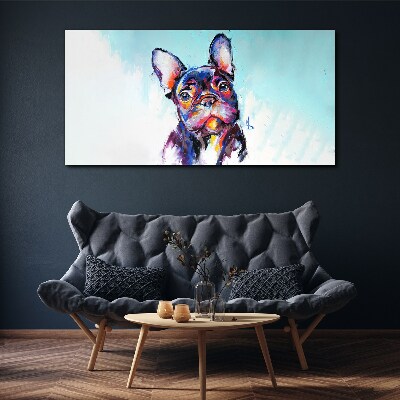 Colorful portrait of a French bulldog Print on canvas