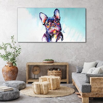 Colorful portrait of a French bulldog Print on canvas