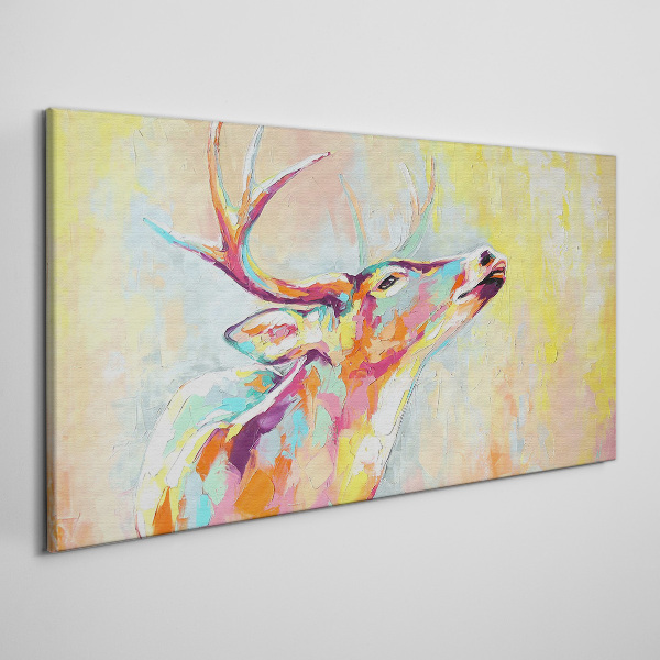 Colorful deer in pastel scenery Canvas wall art