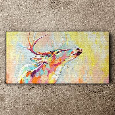 Colorful deer in pastel scenery Canvas wall art