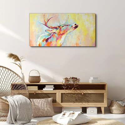 Colorful deer in pastel scenery Canvas wall art