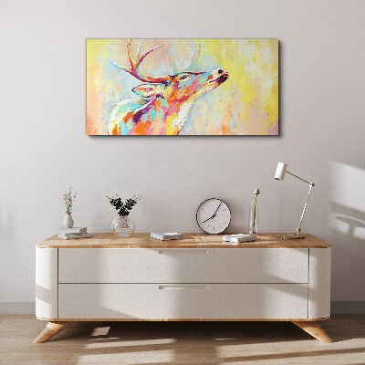 Colorful deer in pastel scenery Canvas wall art