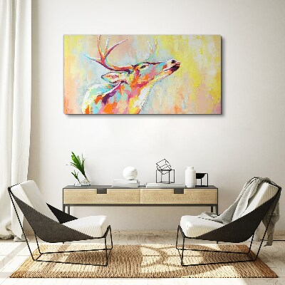 Colorful deer in pastel scenery Canvas wall art