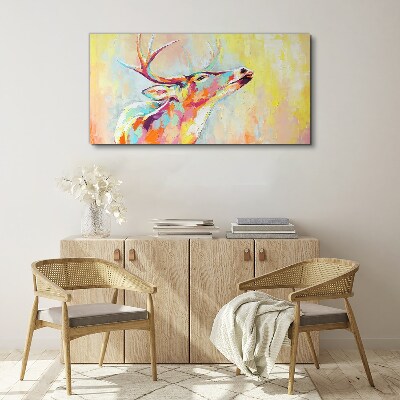 Colorful deer in pastel scenery Canvas wall art