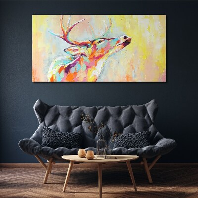 Colorful deer in pastel scenery Canvas wall art