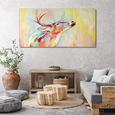 Colorful deer in pastel scenery Canvas wall art
