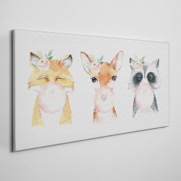 Forest friends with a balloon Print on canvas