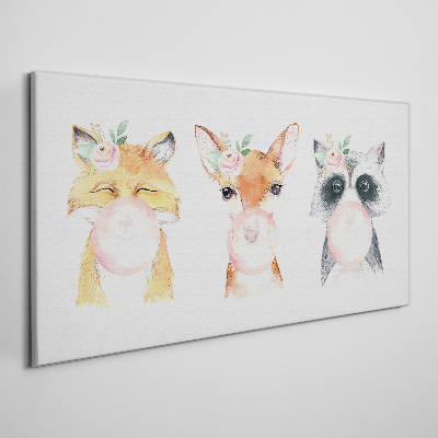 Forest friends with a balloon Print on canvas