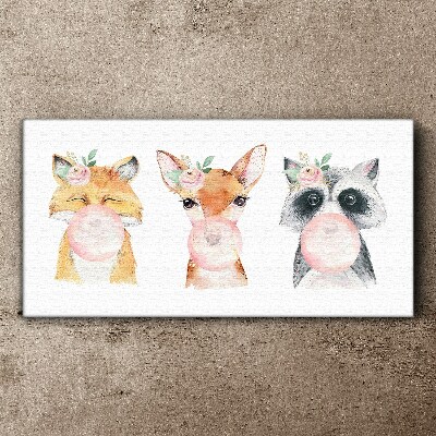 Forest friends with a balloon Print on canvas