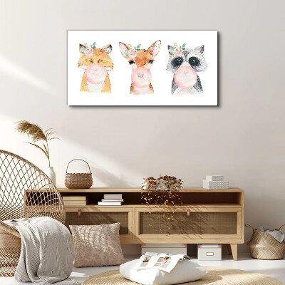 Forest friends with a balloon Print on canvas