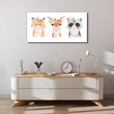 Forest friends with a balloon Print on canvas