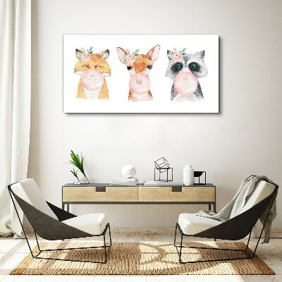 Forest friends with a balloon Print on canvas