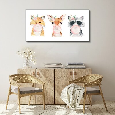 Forest friends with a balloon Print on canvas