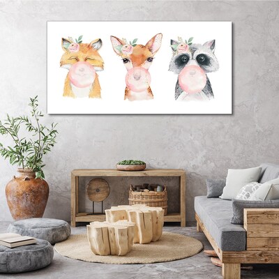 Forest friends with a balloon Print on canvas