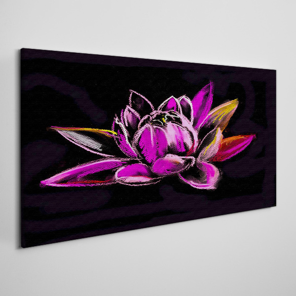 Lotus flower on black background Canvas wall art