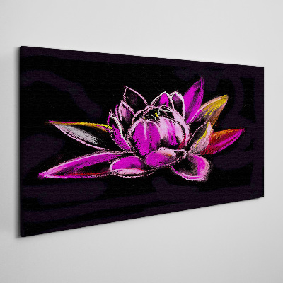 Lotus flower on black background Canvas wall art