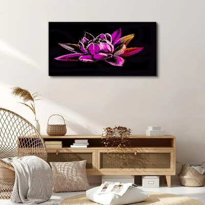 Lotus flower on black background Canvas wall art