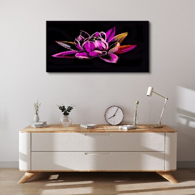 Lotus flower on black background Canvas wall art